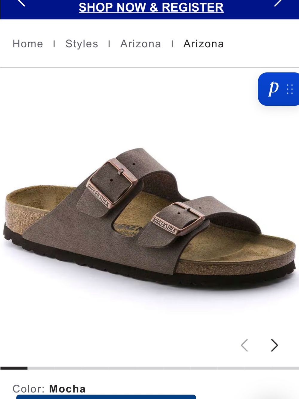 Birkenstock Mocha Two-Strap Sandal with Copper Buckles